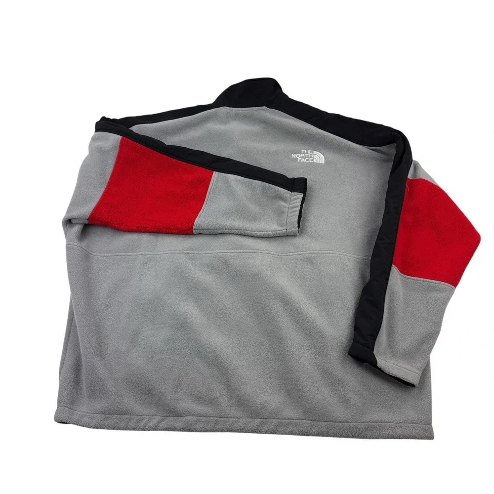 The North Face‎ ½ Snap Pullover Fleece Sweater Gray Black Red Men's Size 2XL